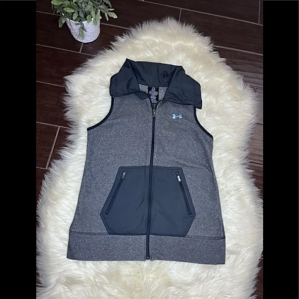 Under Armour cold gear heathered grey lightweight vest sz small